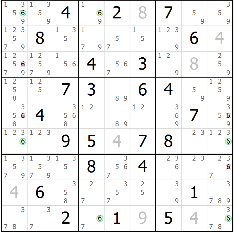 Position des candidats pour la solution de la Gr 47 page 50 du magazine de sudoku Maestro n° 094