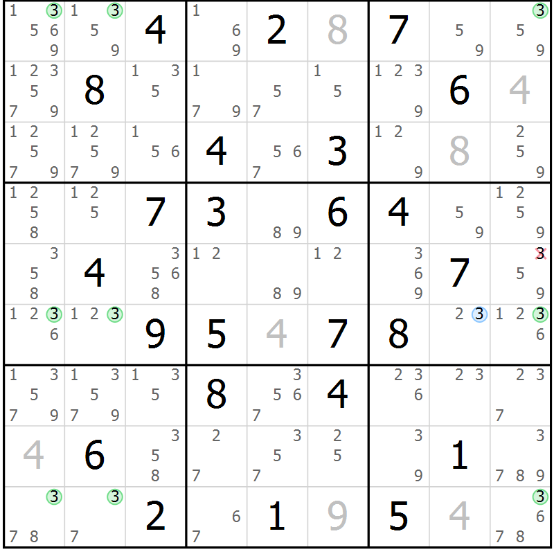 Position des candidats pour la solution de la Gr 47 page 50 du magazine de sudoku Maestro n° 094