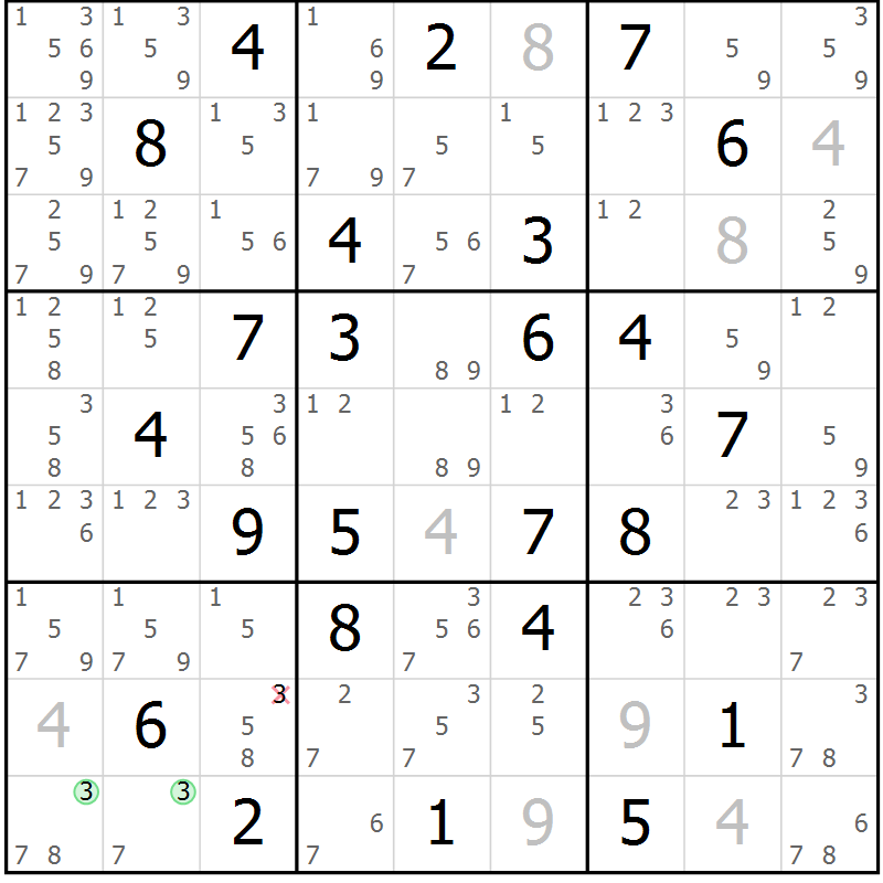 Position des candidats pour la solution de la Gr 47 page 50 du magazine de sudoku Maestro n° 094