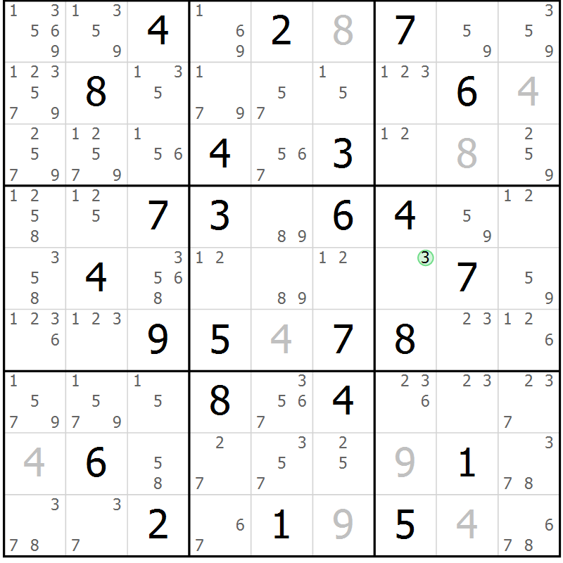 Position des candidats pour la solution de la Gr 47 page 50 du magazine de sudoku Maestro n° 094
