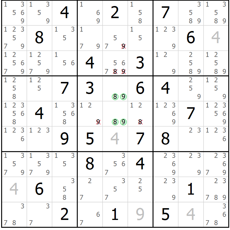 Position des candidats pour la solution de la Gr 47 page 50 du magazine de sudoku Maestro n° 094