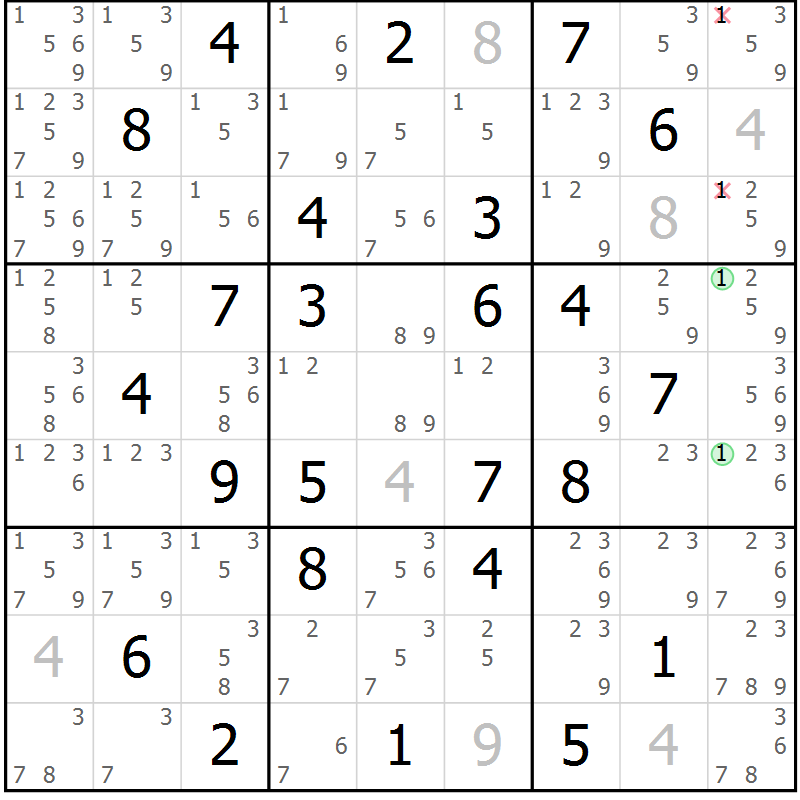 Position des candidats pour la solution de la Gr 47 page 50 du magazine de sudoku Maestro n° 094