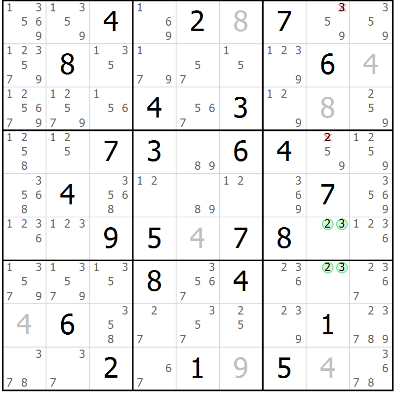 Position des candidats pour la solution de la Gr 47 page 50 du magazine de sudoku Maestro n° 094