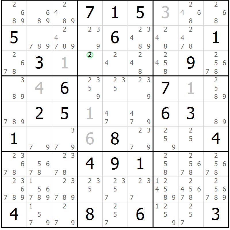Position des candidats pour la solution de la Gr 48 page 51 du magazine de sudoku Maestro n° 094