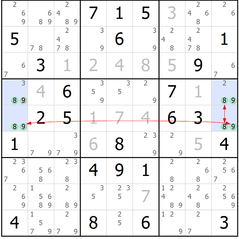 Position des candidats pour la solution de la Gr 48 page 51 du magazine de sudoku Maestro n° 094