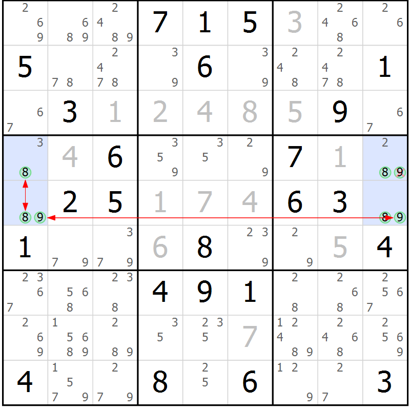 Position des candidats pour la solution de la Gr 48 page 51 du magazine de sudoku Maestro n° 094