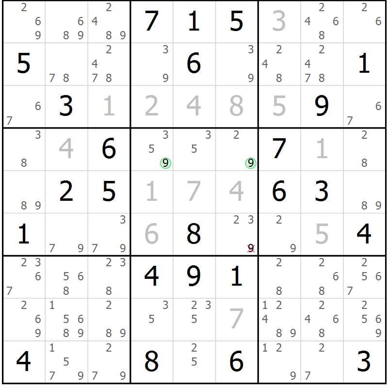 Position des candidats pour la solution de la Gr 48 page 51 du magazine de sudoku Maestro n° 094