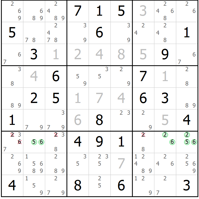 Position des candidats pour la solution de la Gr 48 page 51 du magazine de sudoku Maestro n° 094