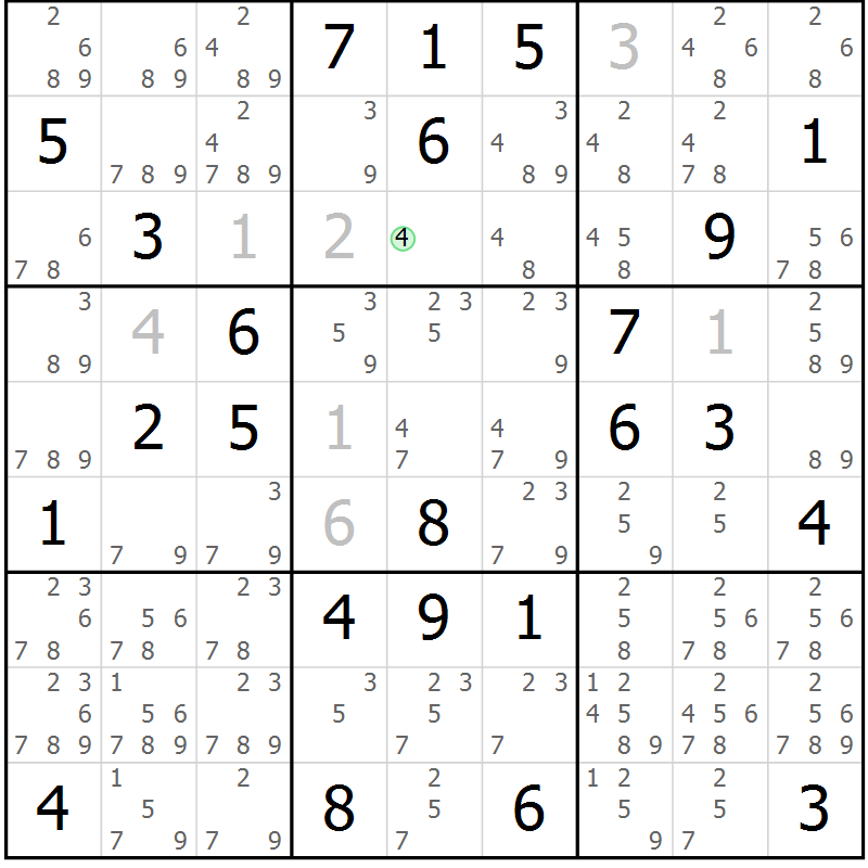 Position des candidats pour la solution de la Gr 48 page 51 du magazine de sudoku Maestro n° 094