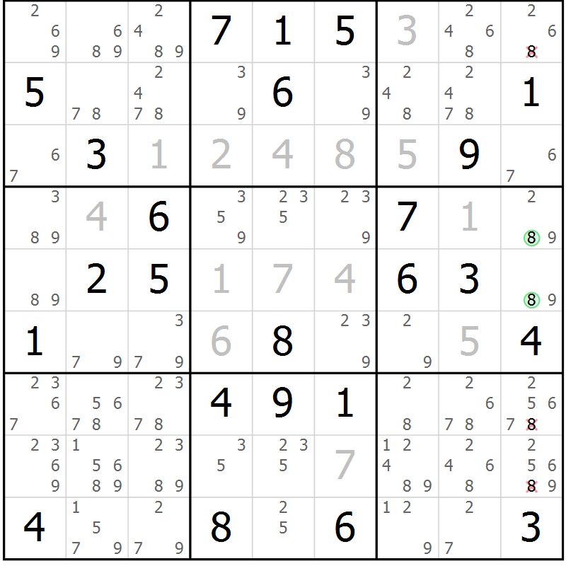 Position des candidats pour la solution de la Gr 48 page 51 du magazine de sudoku Maestro n° 094