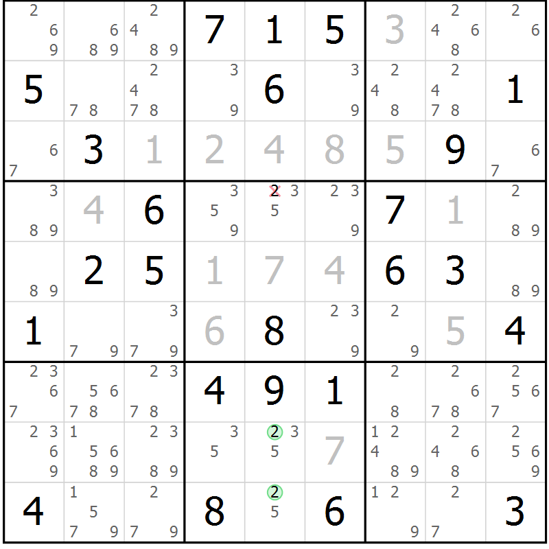 Position des candidats pour la solution de la Gr 48 page 51 du magazine de sudoku Maestro n° 094