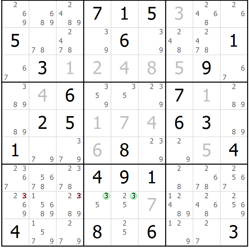Position des candidats pour la solution de la Gr 48 page 51 du magazine de sudoku Maestro n° 094