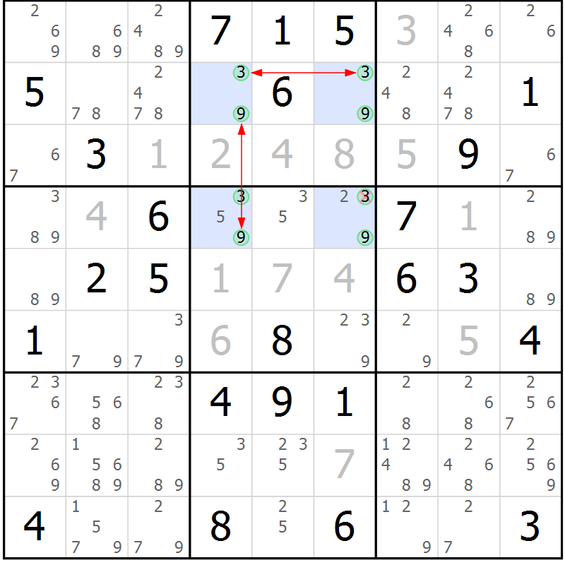 Position des candidats pour la solution de la Gr 48 page 51 du magazine de sudoku Maestro n° 094