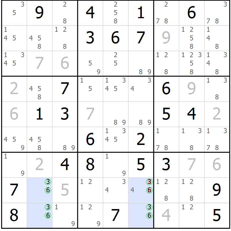 Position des candidats pour la solution de la Gr 49 page 52 du magazine de sudoku Maestro n° 094