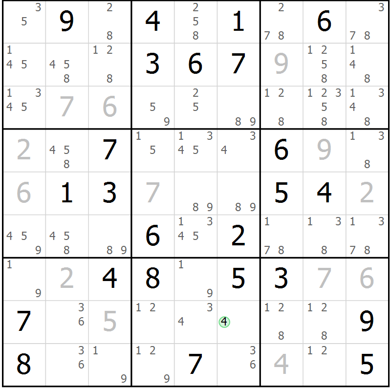 Position des candidats pour la solution de la Gr 49 page 52 du magazine de sudoku Maestro n° 094