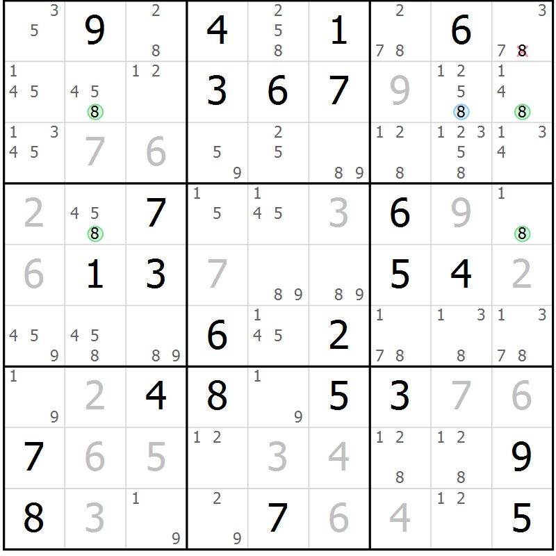Position des candidats pour la solution de la Gr 49 page 52 du magazine de sudoku Maestro n° 094