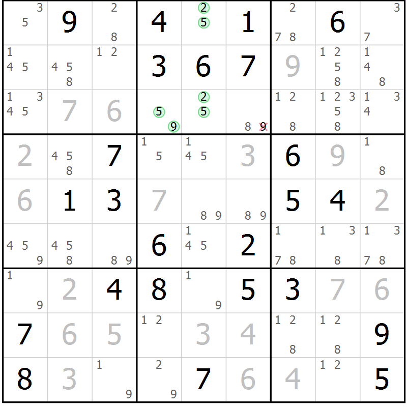 Position des candidats pour la solution de la Gr 49 page 52 du magazine de sudoku Maestro n° 094