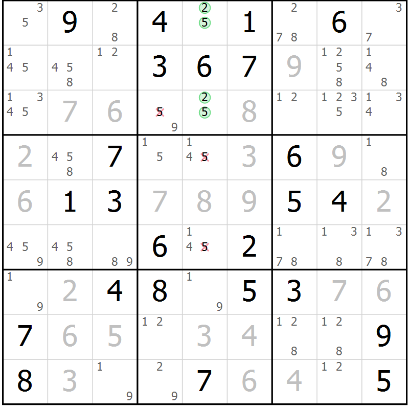Position des candidats pour la solution de la Gr 49 page 52 du magazine de sudoku Maestro n° 094