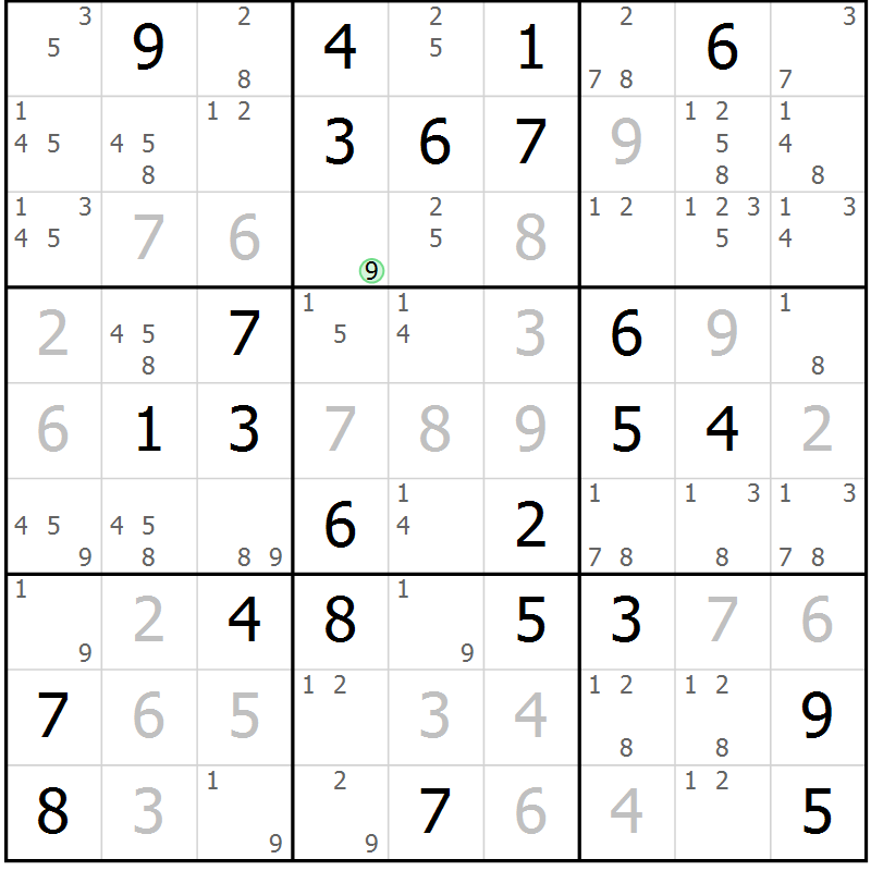 Position des candidats pour la solution de la Gr 49 page 52 du magazine de sudoku Maestro n° 094
