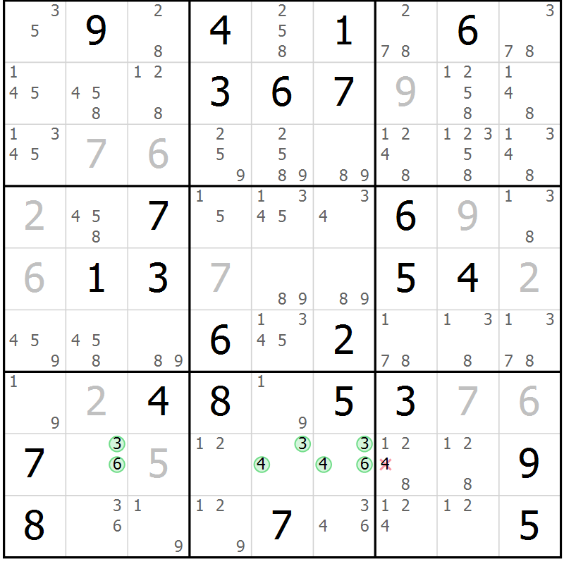 Position des candidats pour la solution de la Gr 49 page 52 du magazine de sudoku Maestro n° 094