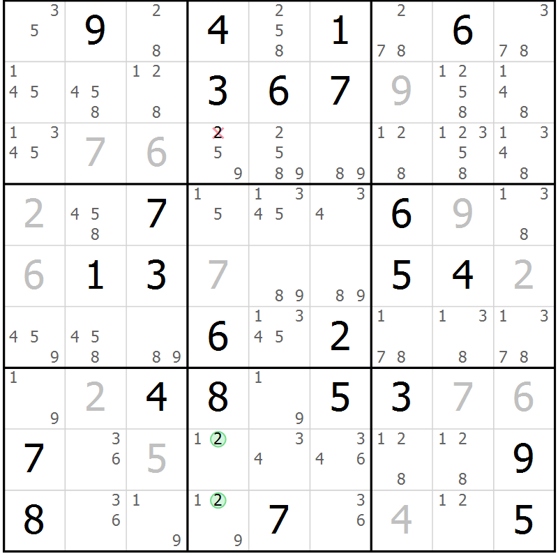 Position des candidats pour la solution de la Gr 49 page 52 du magazine de sudoku Maestro n° 094