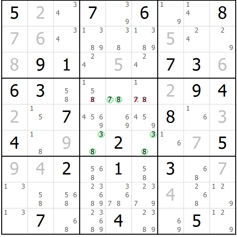 Position des candidats pour la solution de la Gr 50 page 53 du magazine de sudoku Maestro n° 094