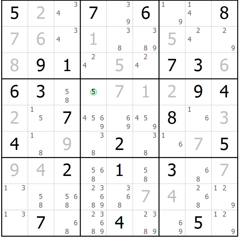 Position des candidats pour la solution de la Gr 50 page 53 du magazine de sudoku Maestro n° 094