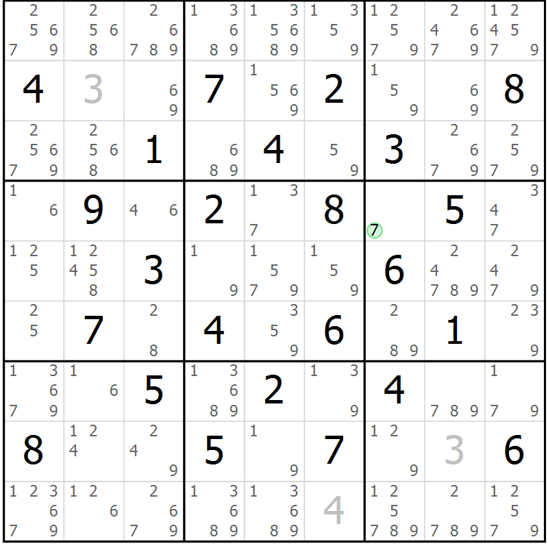 Position des candidats pour la solution de la Gr 51 page 54 du magazine de sudoku Maestro n° 094