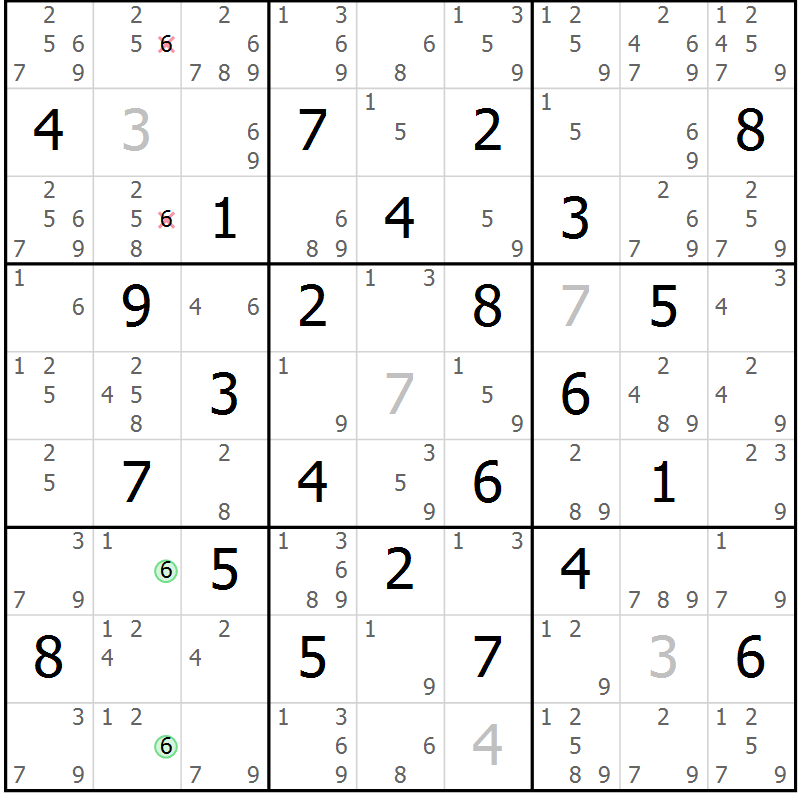 Position des candidats pour la solution de la Gr 51 page 54 du magazine de sudoku Maestro n° 094
