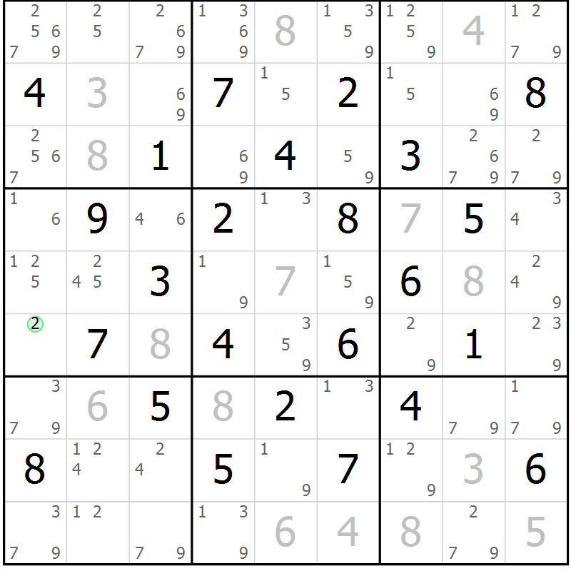 Position des candidats pour la solution de la Gr 51 page 54 du magazine de sudoku Maestro n° 094