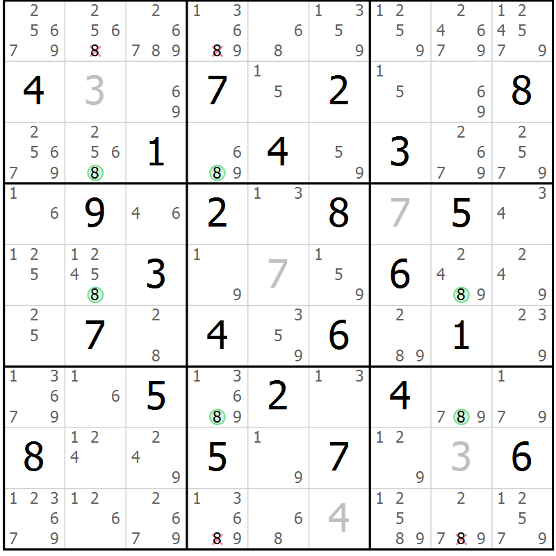 Position des candidats pour la solution de la Gr 51 page 54 du magazine de sudoku Maestro n° 094