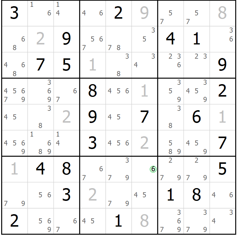 Position des candidats pour la solution de la Gr 53 page 56 du magazine de sudoku Maestro n° 094