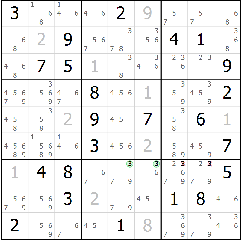 Position des candidats pour la solution de la Gr 53 page 56 du magazine de sudoku Maestro n° 094