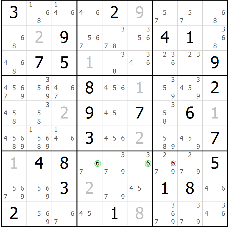 Position des candidats pour la solution de la Gr 53 page 56 du magazine de sudoku Maestro n° 094
