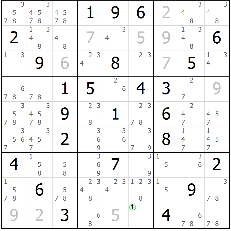 Position des candidats pour la solution de la Gr 55 page 58 du magazine de sudoku Maestro n° 094