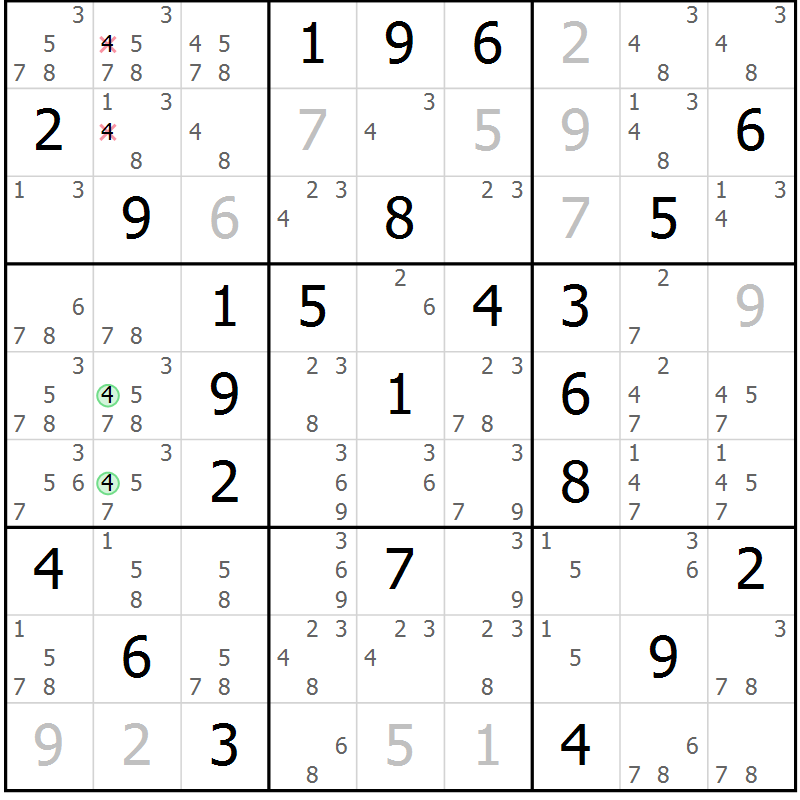 Position des candidats pour la solution de la Gr 55 page 58 du magazine de sudoku Maestro n° 094