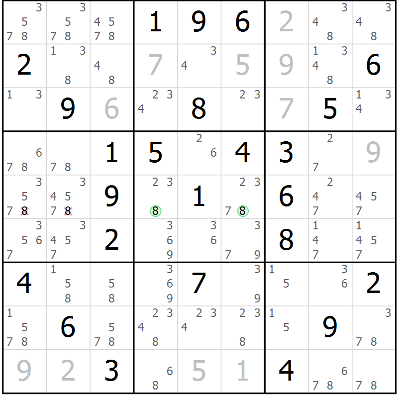 Position des candidats pour la solution de la Gr 55 page 58 du magazine de sudoku Maestro n° 094