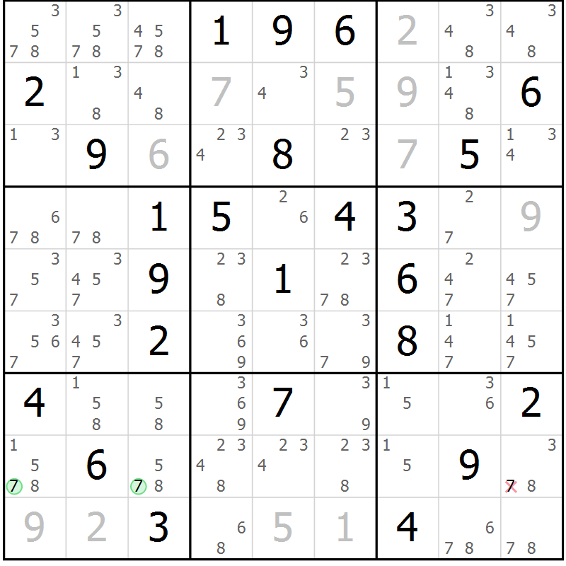 Position des candidats pour la solution de la Gr 55 page 58 du magazine de sudoku Maestro n° 094