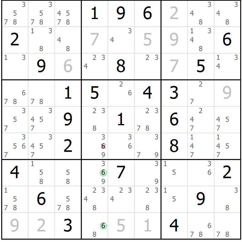 Position des candidats pour la solution de la Gr 55 page 58 du magazine de sudoku Maestro n° 094