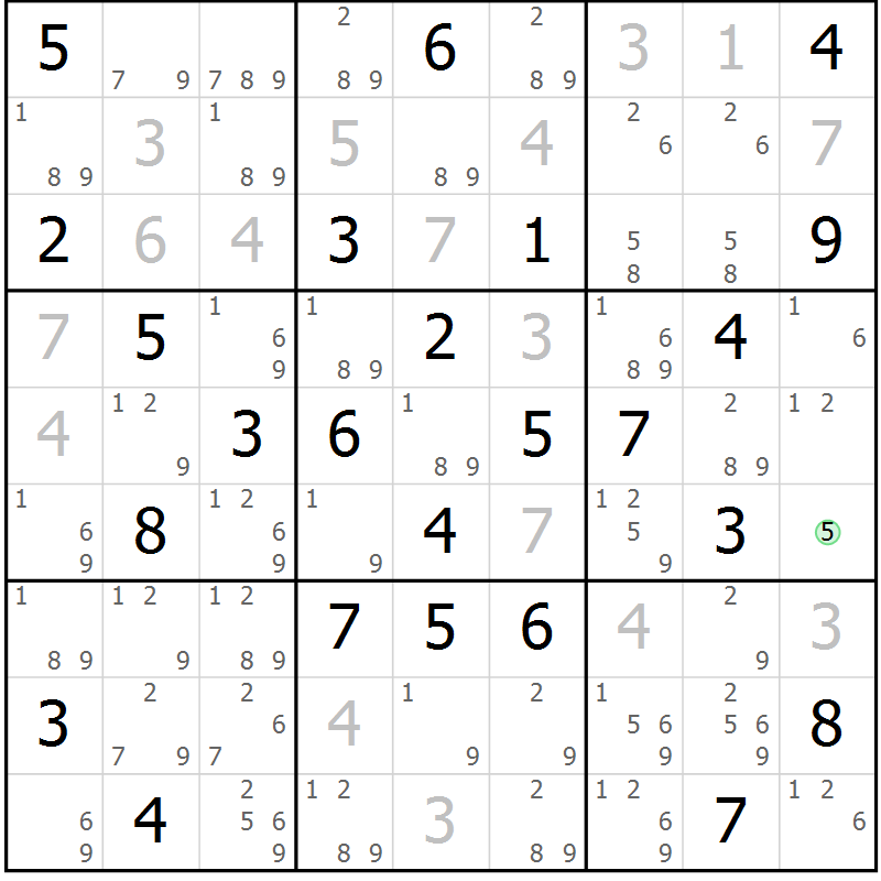 Position des candidats pour la solution de la Gr 56 page 59 du magazine de sudoku Maestro n° 094