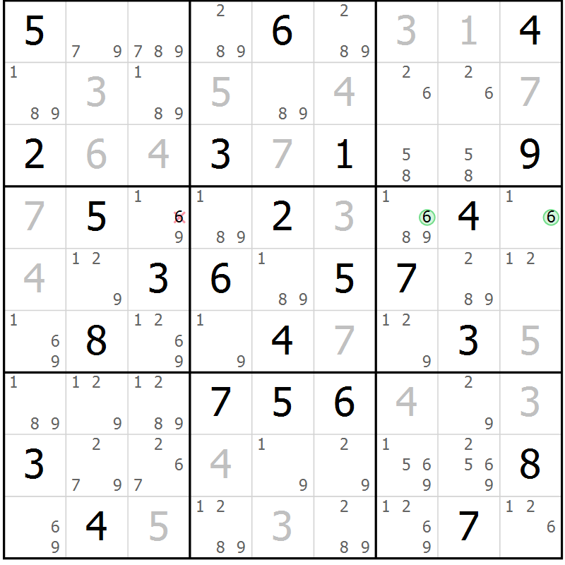 Position des candidats pour la solution de la Gr 56 page 59 du magazine de sudoku Maestro n° 094