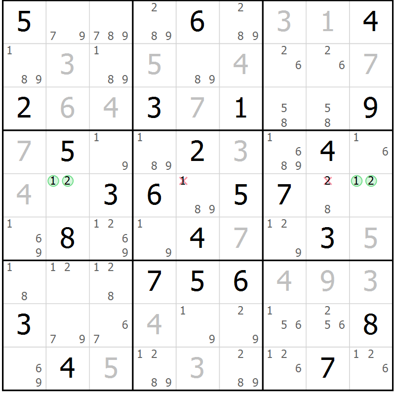 Position des candidats pour la solution de la Gr 56 page 59 du magazine de sudoku Maestro n° 094