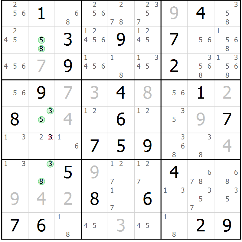 Position des candidats pour la solution de la Gr 57 page 60 du magazine de sudoku Maestro n° 094