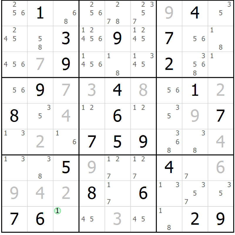 Position des candidats pour la solution de la Gr 57 page 60 du magazine de sudoku Maestro n° 094