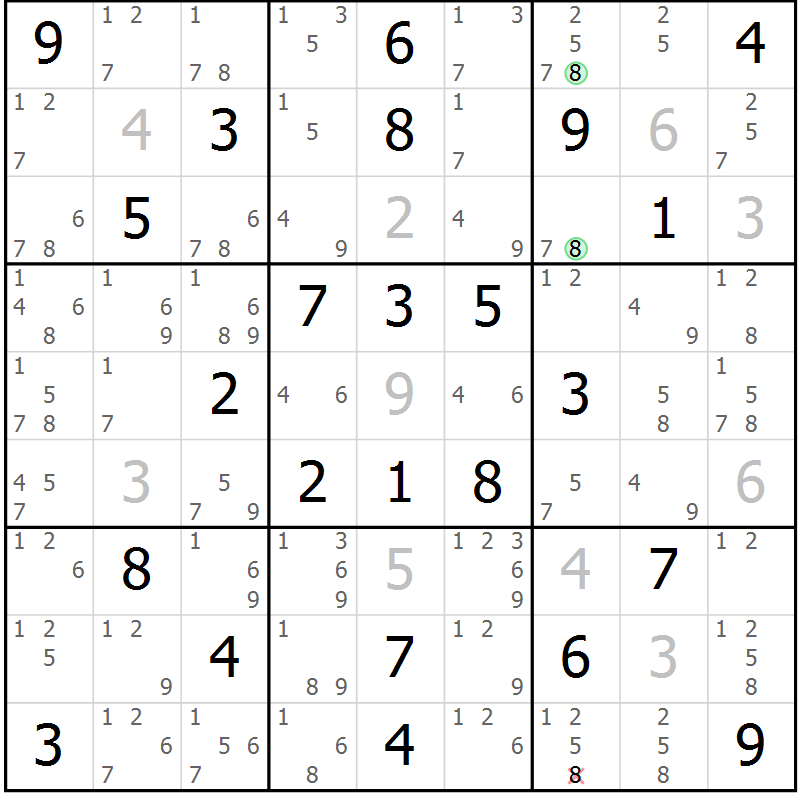 Position des candidats pour la solution de la Gr 59 page 62 du magazine de sudoku Maestro n° 094