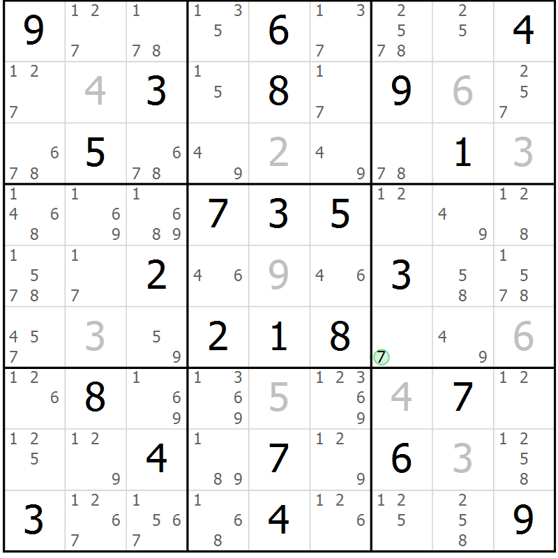 Position des candidats pour la solution de la Gr 59 page 62 du magazine de sudoku Maestro n° 094