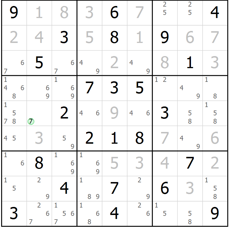 Position des candidats pour la solution de la Gr 59 page 62 du magazine de sudoku Maestro n° 094