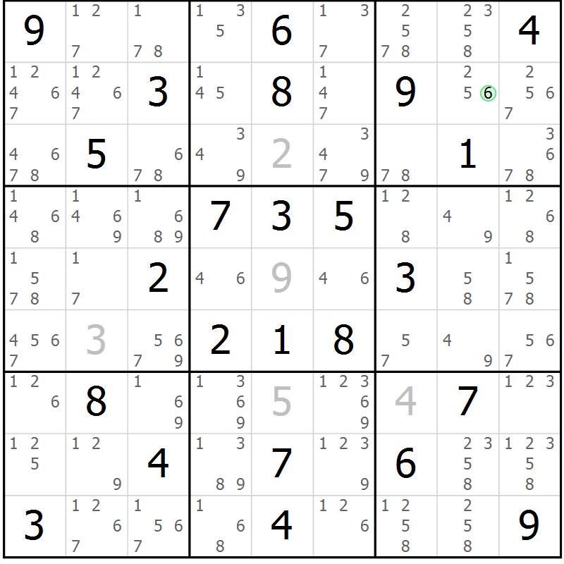 Position des candidats pour la solution de la Gr 59 page 62 du magazine de sudoku Maestro n° 094