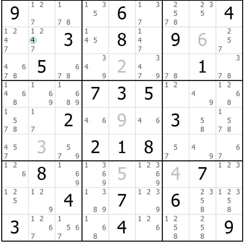 Position des candidats pour la solution de la Gr 59 page 62 du magazine de sudoku Maestro n° 094