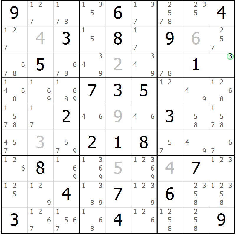 Position des candidats pour la solution de la Gr 59 page 62 du magazine de sudoku Maestro n° 094